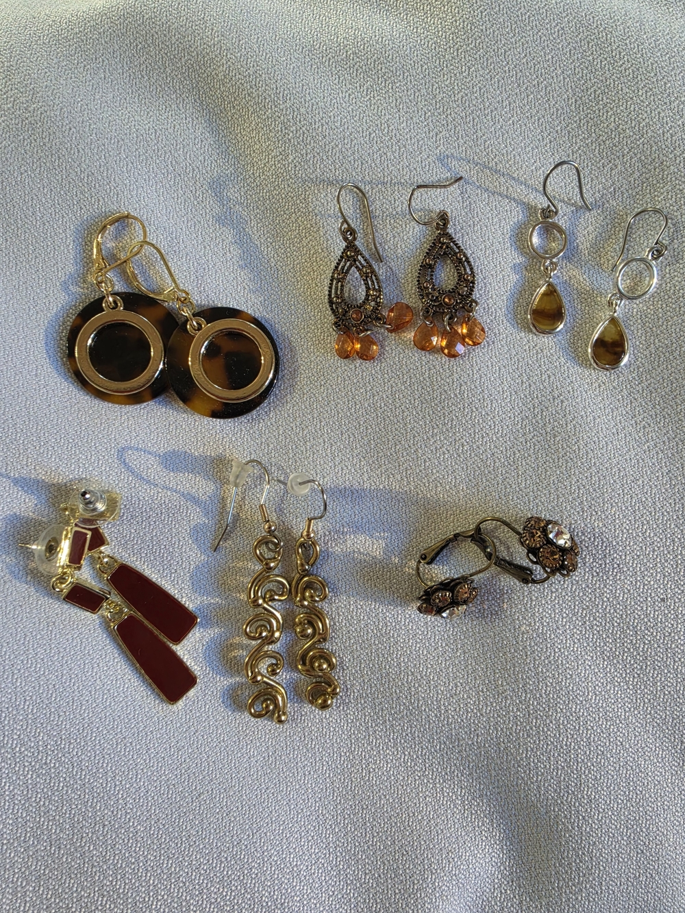 Assorted Women’s Gold and Amber Drop Earrings - Multi-Pair Set